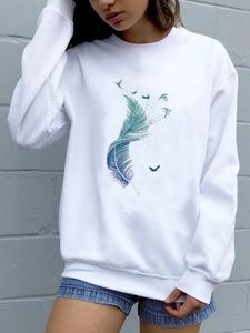 Trend Feather anni '90 Lovely Style O collo Pullover Autunno Autunno Donna Moda Abbigliamento Primavera Felpe grafiche femminili 231228