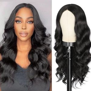 Wigs Wigs Black Long Wavy Wavy Mid Party Curly parrucca da 26 pollici per parrucca riccia Curly Resultent Synthetic Hair Natural Party Party Halloween Parrucche