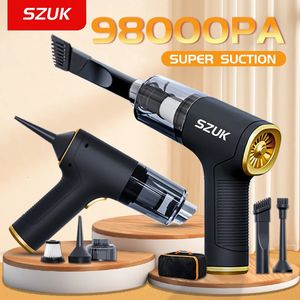 SZUK 98000PA Car Vacuum Cleaner Mini Powerful Cleaning Machine Strong Suction Handheld for Home Portable Wireless Blow 231229