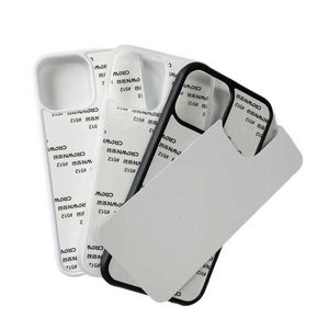 Mobiltelefonfodral gummi TPU -telefonomslag för iPhone 15 14 13 Pro Max 12 Mini Pro XS XR XS Max SubliMation Print Case med tomt aluminiumplåt