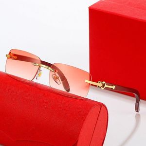 Mens e mulher designer óculos de sol estilos de hardware curto lentes gradientes quadrados moda óculos ouro prata metal sem moldura retângulo