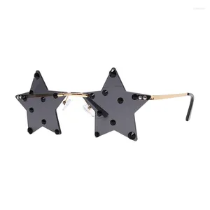 Sonnenbrille Mode Diamanten Stern Form Lustige Pentagramm Brillen Brillen Weihnachtsdekoration Party Brille Frauen Randlose Männer