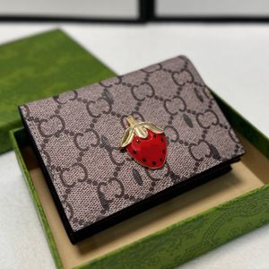 고급 이탈리아 디자이너 여성 지갑 새로운 패션 클러치 가방 유명한 이탈리아 브랜드 딸기 액세서리 접이식 가방 고품질 오리지널 다중 기능 지갑