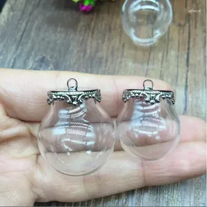 Pendant Necklaces 5sets/lot 25 15mm 20 Glass Globe Round Ball Orb With Gun Black Jewelry Findings Set Bubble DIY Vial