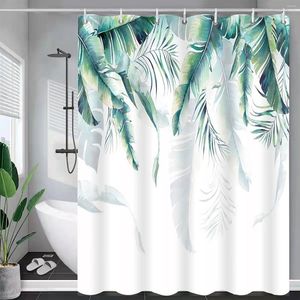 Duschvorhänge, tropische Pflanzen, verdickter Badezimmervorhang, Weihnachtsdekoration, Taschen für Telefon