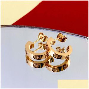 Ohrstecker Luxus Esigner Edelstahl Ohrringe für Frauen Liebe C-Form Hohl 18 Karat Gold Bling Diamant-Ohrringe mit glänzendem Kristall Par DHSB0