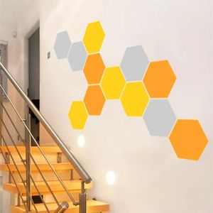 Stickers 12 Honeycomb Wall Decal Geometric Hexagons Wall Stickers Home Decor Three Color Combinations Each Size 24x28cm D625