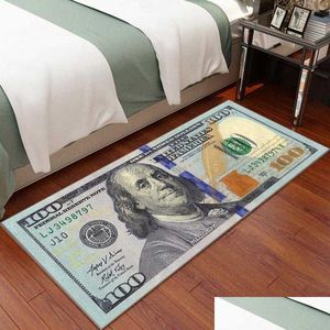 Tapetes 100 dólar tapete tapete entrada libra eur bill corredor papel dinheiro sala de estar quarto decoração casa entrega jardim te dh4y6