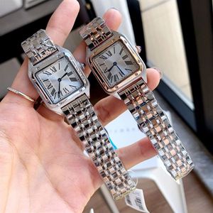 Orologi di marca di moda Donna Ragazza Quadrati Numeri arabi Quadrante Stile Acciaio Metallo Orologio da polso di lusso di buona qualità C65277x