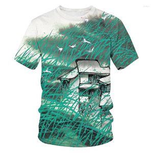 Homens camisetas 2023 Impressão 3D Personalizado Pincel Chinês Pintura Hip Hop T-shirt Moda Estilo Rua Verão Manga Curta Top