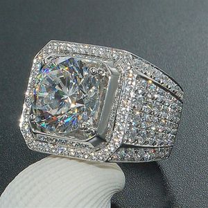 Whole-Big Round Puffed Marine Micro Paved CZ Ring Hip Hop Rock Style Full Bling Iced Out Cubic Zircon Ring Luxury Jewelry Gift295h