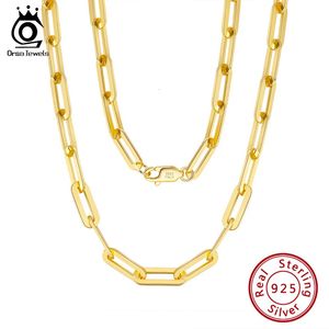 Orsa juveler 6mm 9mm 12mm storlekar Papperklippslänk Kedjans halsband 925 Sterling Silver 14K Gold Chain Man Woman Halsband As Gift SC39 231229