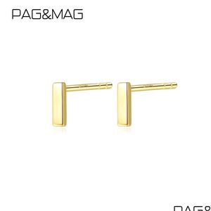 Stud Pag Mag Katı 14k Gold 585 T Bar Küpeler Minimalizm Kadınlar için gerçek Korean Meydanı Pentientes Fine Jewelry 210325 Damla Teslimat Dhkud