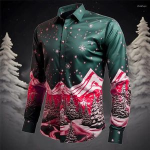 Camisas casuais masculinas boutique árvore de natal floco de neve impressão camisa verão cardigan lapela undershirt rua moda topo