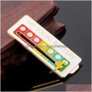 Pins Brooches Interactive Mood Pins Social Battery Pin My Creative Lapel Fun Enamel Emotional Pin7 Days A Week Drop Delivery Jewelry Dh4Vg