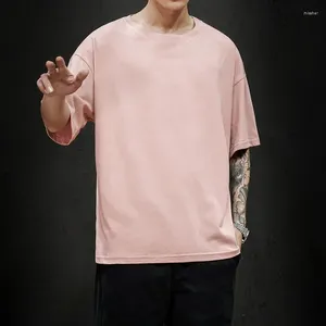 Herrdräkter A3415 Summer T -shirt 2023 Fashion Solid Mens Overized Hip Hop Short Sleeve Casual Cotton Streetwear