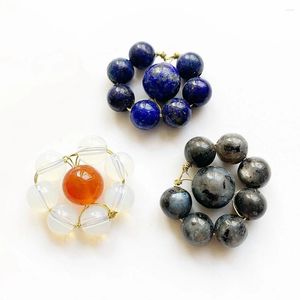 Colares Pingente Carnelian Beads Labradorite Pedra Natural Lapis Lazuli Para Colar Jóias Bronze Cobre Fio Envolto Handmade