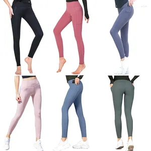 Calças ativas nuas yoga mulheres de cintura alta h nádegas primavera outono profissional bolso apertado esportes fitness correndo calças wear