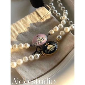 Женское ожерелье с жемчужным ожерельем Viviennely Westwoodly с уникальной дизайнерской цепочкой Lisa Saturn