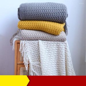 Cobertores emulação cashmere borlas sofá cobertor macio pele-amigável cachecol siesta xale cor sólida aconchegante lance