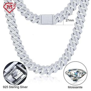 Duże ciężkie 24 mm 5 rzędów Hiphop Sterling Sier Iced Out VVS Moissanite Cuban Link Sain