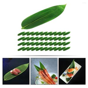 Servis uppsättningar sushi bambu lämnar tallrik blad prydnad falsk för skåldekor kall sashimi konstgjorda dekorationer japanska