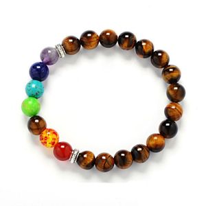 Perline Aggiornamento Pietra preziosa Perline rotonde Pietra naturale Stretch Yoga Chakra Reiki Braccialetti Ametista Turchese Bracciale Gioielli di moda per Dhwd0