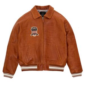 Alligator Ziarna Orange Bomber Kurtka USA Rozmiar Avirex Casual Athletic Gruby owczacza skóra Sui hurtowa