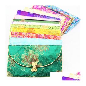 Party Favor Chinese Knot Silk Brocade 3 Set Small Zip Bags For Gift Wallet With Coin Purse Bag Paper Napkin Pack Vintage Bracelet Ne Dh1Yk