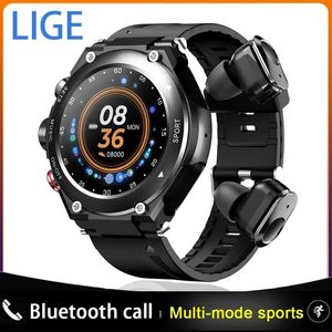 Earphones LIGE 2022 TWS Bluetooth Earphone Call Music Body Temperature Smartwatch Men SmartWatches DIY Watch Face Sports Smartwatch Women