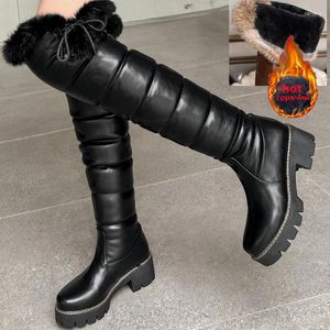 Boots Plush Women's Snow Winter Shoes Waterproof 2023 Warm Thick Fur Over The Knee High Boot Ladies Black Brown Brand Rain