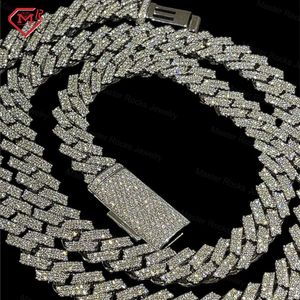 Master Rocks Jewelry 12mm Hiphop Cuban Iced Out Sterling Sier VVS Moissanite Cuban Link Chain