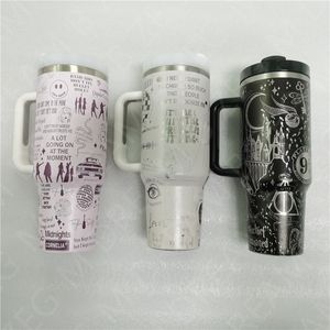 Designer Color 40oz Tumblers Water Bottles With Logo Car Mugs Large Capacity Insulated Cups With Lids and Straws Stainless Steel Coffee Tumbler Termos Cup 1.18L
