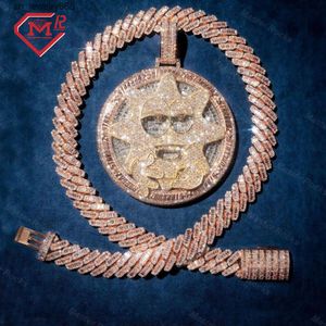 Passes Tester Moissanite Pendant Cuban Link Chain Hiphop 925 Sterling Silver Iced Out Custom