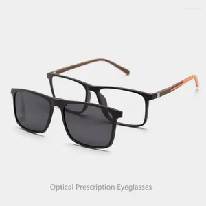 Солнцезащитные очки в оправе, поляризационные очки большого размера с магнитной клипсой, мужские TR90, квадратная черная оправа, оптические очки по рецепту, женские