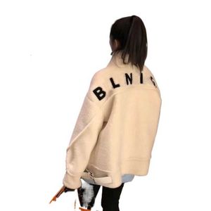 Women's Fur & Faux Fur Autumn winter thickened Faux Fur lamb wool coat men and women's letter embroidery fashion Outerwear Loose big size Warm Fleece Jacket S-XL VJ89