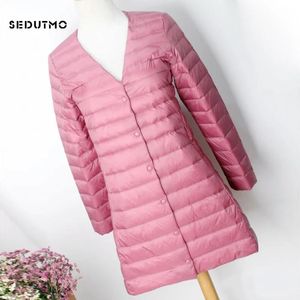 Shirts Sedutmo Winter Oversize Womens Duck Down Jackets Ultra Light Coat Long Puffer Jacket Casual Black Autumn Parkas Ed838