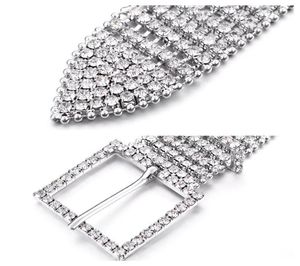 Cintura da sposa con 8 file di zirconi cubici Cintura con catena di strass scintillanti Cintura con catena a vita larga Cintos Femenino Cinture Accessori7225837