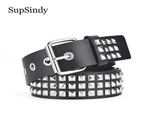 Bälten SupSindy Men Belt Punk Geometric Rivet Pin Buckle Pu Leather for Women Jeans Midjeband Rock Motorcykel Hip Hop Male Strap5307668