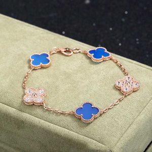 Link Luxury Bracelet Designer Jewelry Chain VanCa Kaleidoscope 18k Gold Van Clover Bracelet with Sparkling Crystals and Diamonds Perfect Gift for Women Girls EHGX