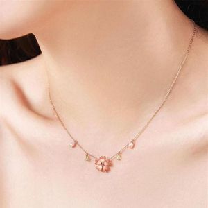 Chaînes Mode Cerisier Fleur Cristal Perle Pendentif Collier Clavicule Chaîne Tendance Collier Bijoux Pour Women317g