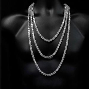 New Hip hop 5A cz tennis chain necklace Plated gold silver punk 5mm zircon paved long necklaces for women boy friend whole198w