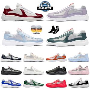 Designer schoenen heren dames Americas Cup sneakers lederen trainer patent plat zwart blauw mesh nylon casual schoenen wit paars split lichtblauw outdoorschoenen van topkwaliteit