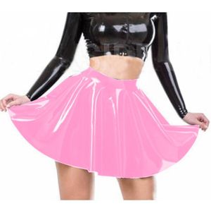 Plus S6xl Aline plisowana spódnica panie moda moda w wysokiej talii krótka mini spódnica letnia impreza tańca zużycie mokro wygląd pvc Clubwear1424261