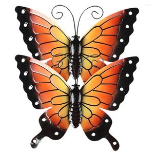 Garden Decorations 2 Pcs Three-dimensional Wrought Iron Butterfly Wall Decoration Crafts Decors Butterflies