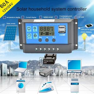 Accessories 60A 12V/24V Solar Panel Charger Controller Battery Regulator Dual USB LCD Display Solar System Controller Hot Sale