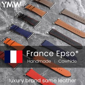 Zubehör YMW France Echtlederarmband für Apple Watch Band 45 mm 44 mm 42 mm 40 mm 38 mm S7 S6 Fashion Smartwatch Zubehör für iWatch 7