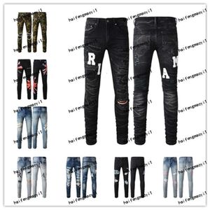 2J05 2023 New Arrivals amirs Mens AM2 Luxury amari amirl Designer Denim purple AM2 Jeans Holes AM Trousers Jean COOLGUY Biker amiiri amirly Pants Man Clothing #813