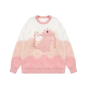 Autumn and Winter New Product Dopamine Wave Contrast Little Dinosaur tröja Pullover Loose Knit