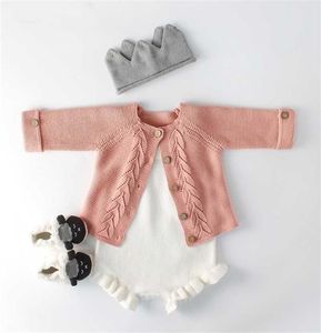 knitted baby bodysuit set 아이 스웨터면 면화 출생 아기 여자 카디건 바디 슈트 유아 옷가락 아동을위한 바닥 슈트 2111062601410